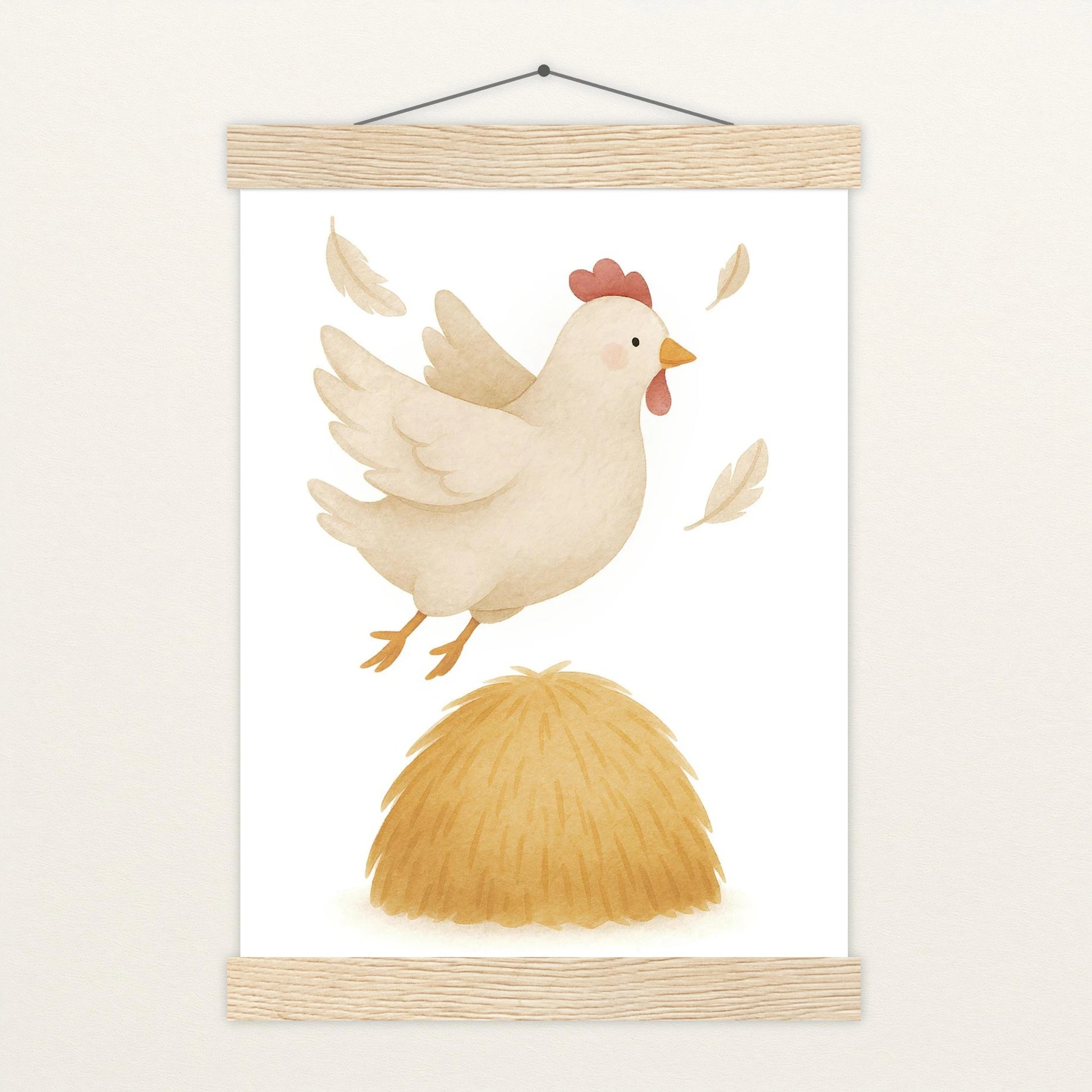 Hanni das Huhn - Motiv: "Heu" Poster mit Leisten von tinylearner