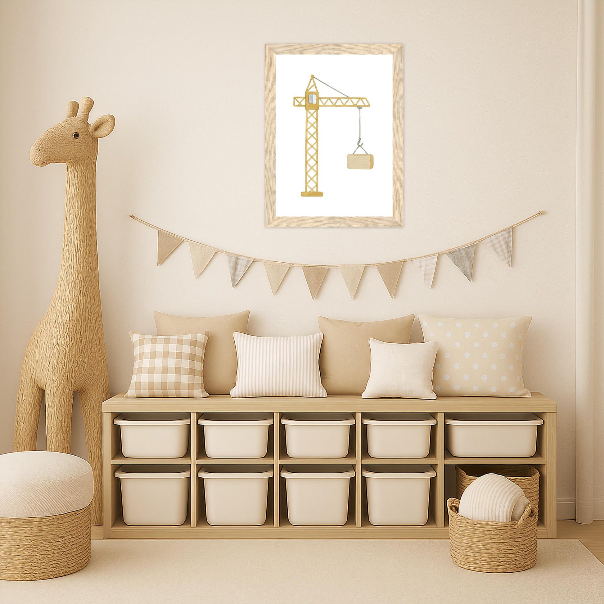 Kran Poster mit Holzrahmen von tinylearner