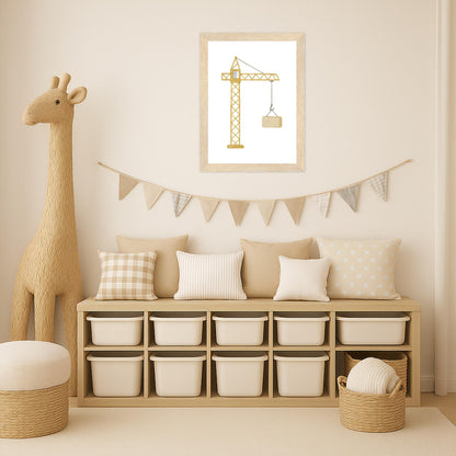 Kran Poster mit Holzrahmen von tinylearner
