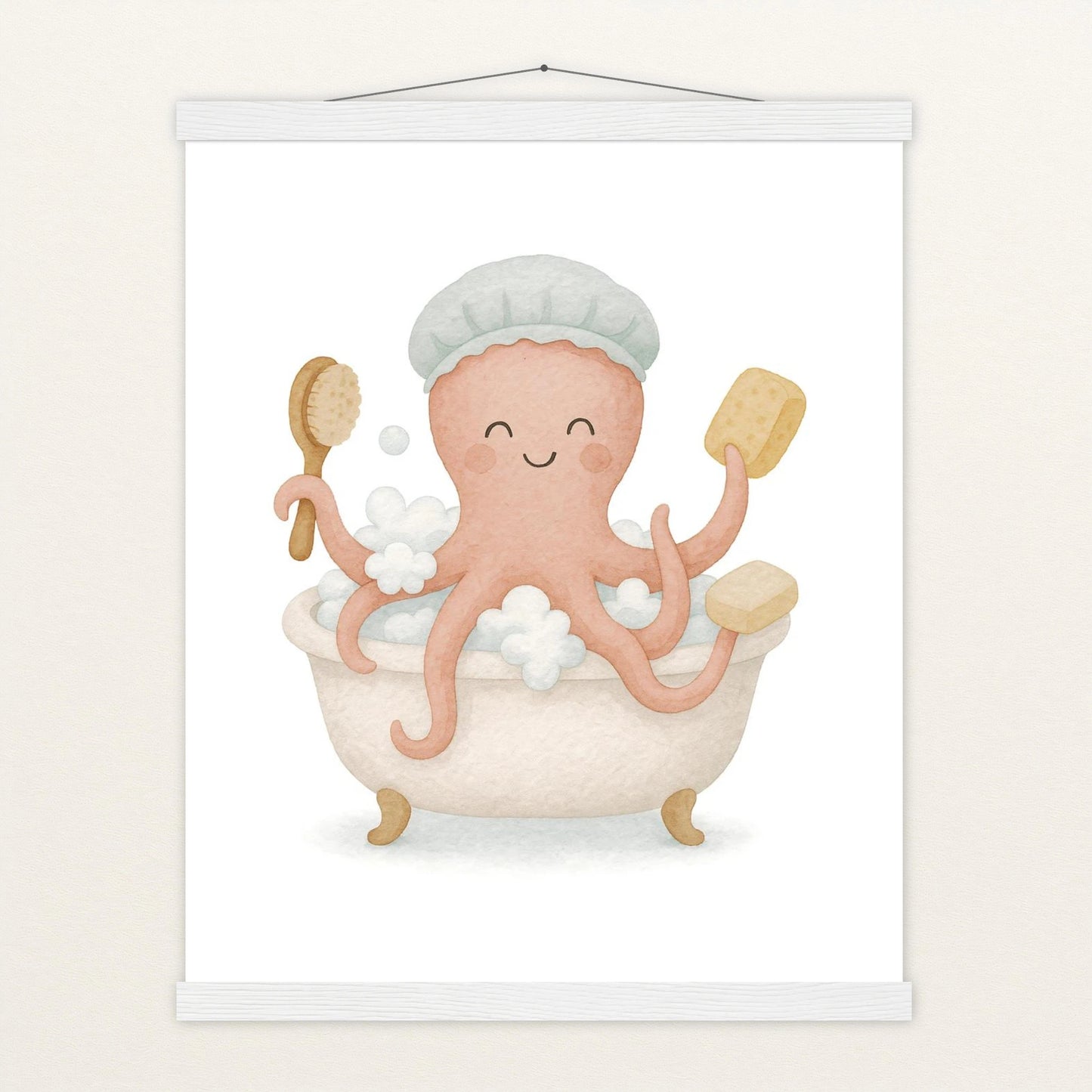 Tilli der Tintenfisch - Motiv: "Baden" Poster mit Leisten von tinylearner