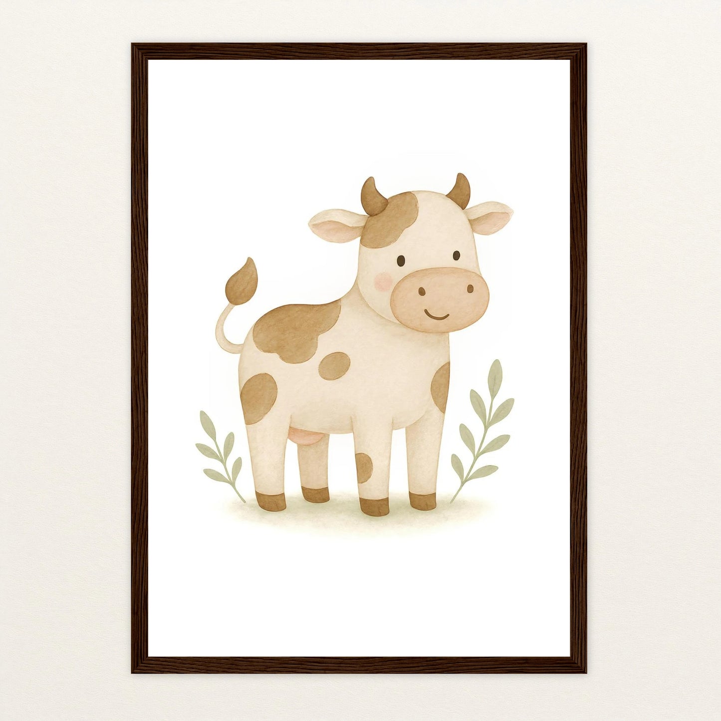 Klara die Kuh Poster mit Holzrahmen von tinylearner