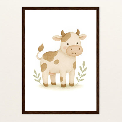Klara die Kuh Poster mit Holzrahmen von tinylearner