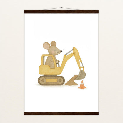 Mimi die Maus - Motiv: "Bagger" Poster mit Leisten von tinylearner
