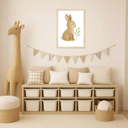 Holly der Hase Poster mit Holzrahmen von tinylearner