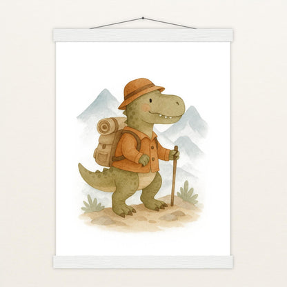 Dinosaurier T-Rex - Motiv: "Wandern" Poster mit Leisten von tinylearner