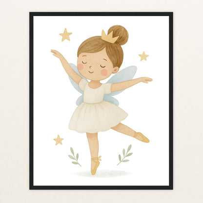 Fina die Fee - Motiv: "Ballett" Poster mit Holzrahmen von tinylearner