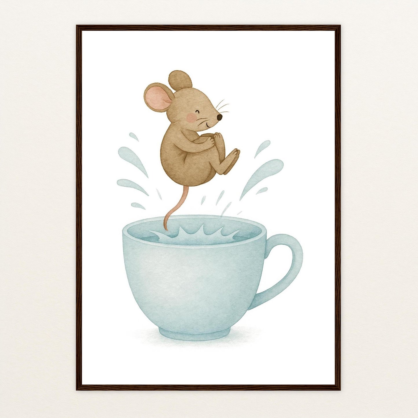 Mimi die Maus - Motiv: "Pool" Poster mit Holzrahmen von tinylearner