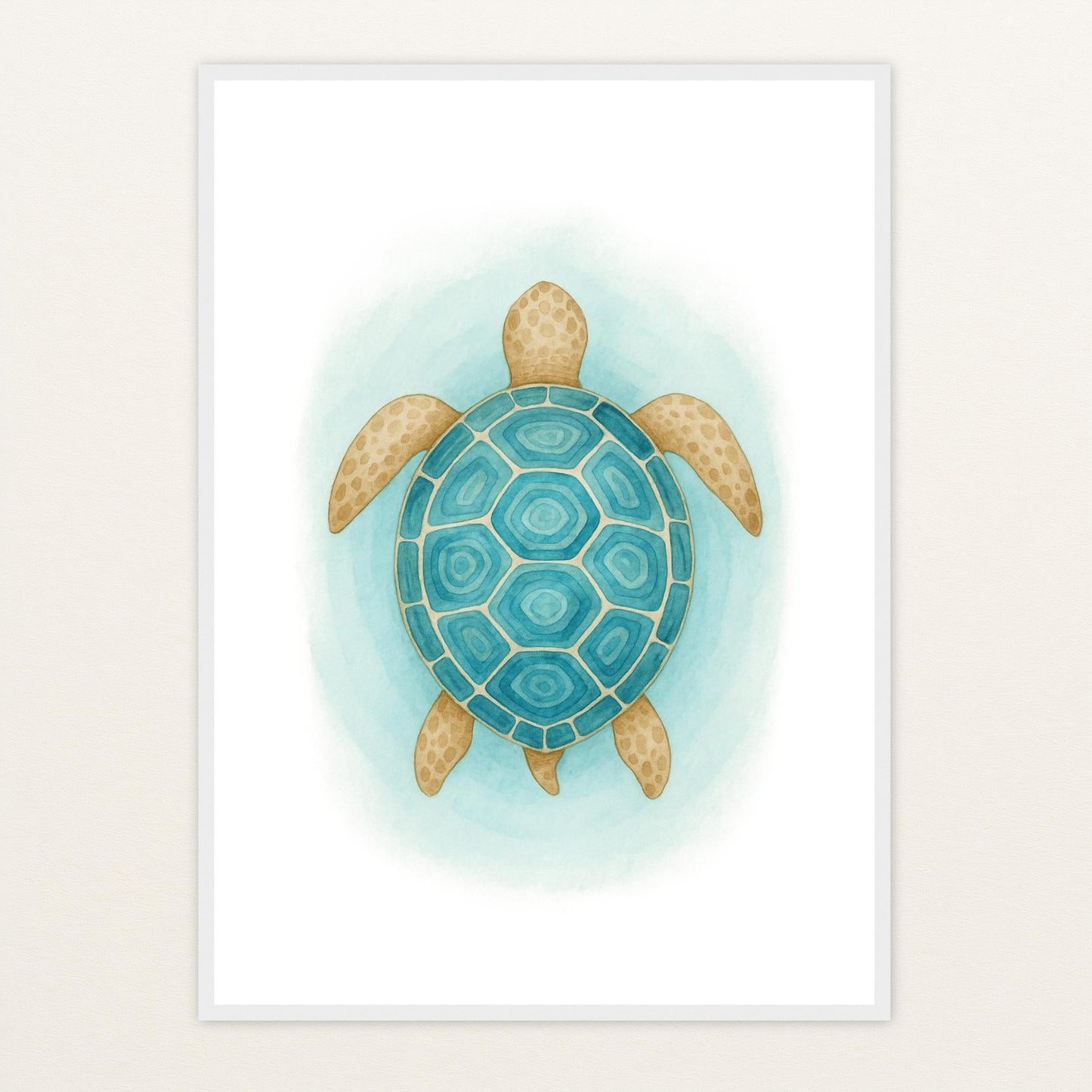 Sora die Schildkröte - Motiv: "Treiben" Poster mit Holzrahmen von tinylearner