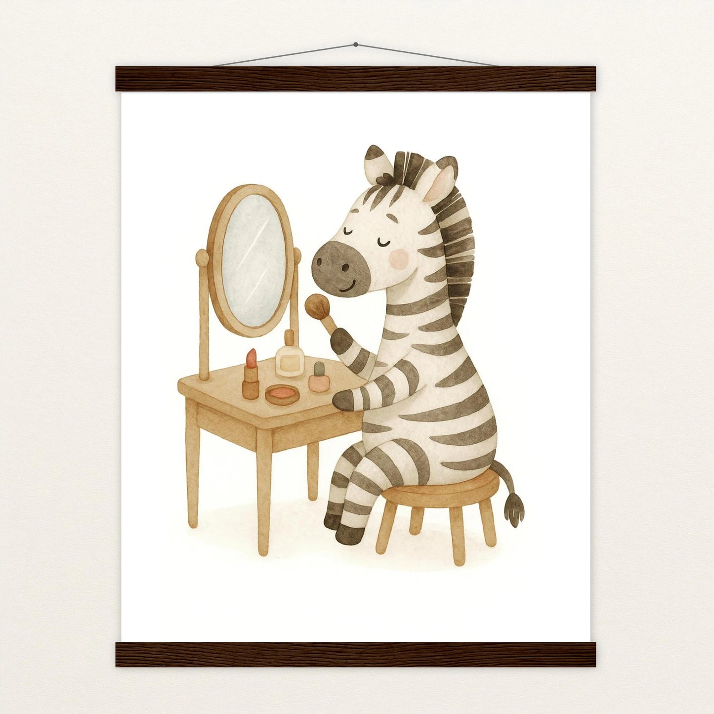 Zinni das Zebra - Motiv: "Schminken" Poster mit Leisten von tinylearner