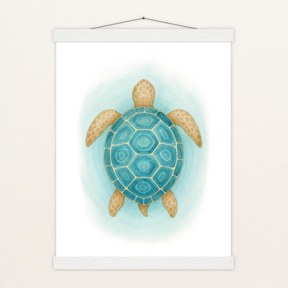 Sora die Schildkröte - Motiv: "Treiben" Poster mit Leisten von tinylearner