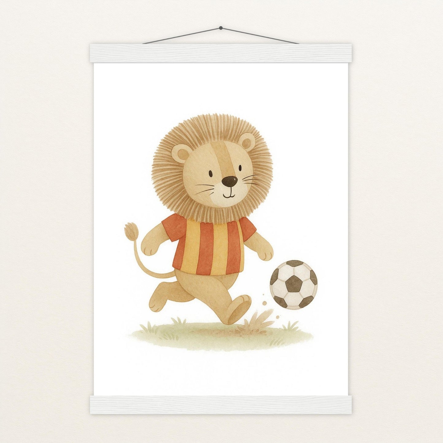 Leo der Löwe - Motiv: "Fußball" Poster mit Leisten von tinylearner