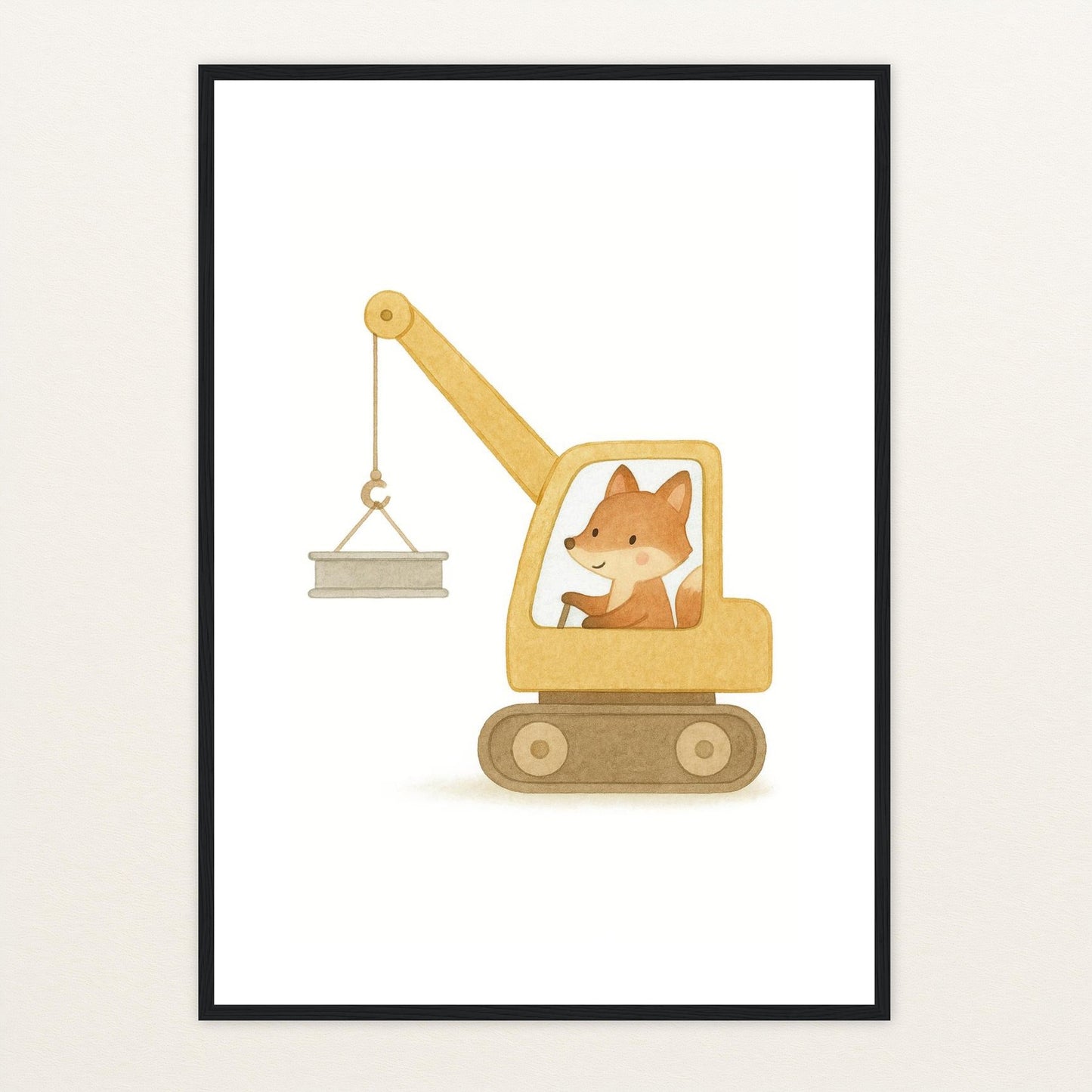 Finnegan der Fuchs - Motiv: "Kran" Poster mit Holzrahmen von tinylearner