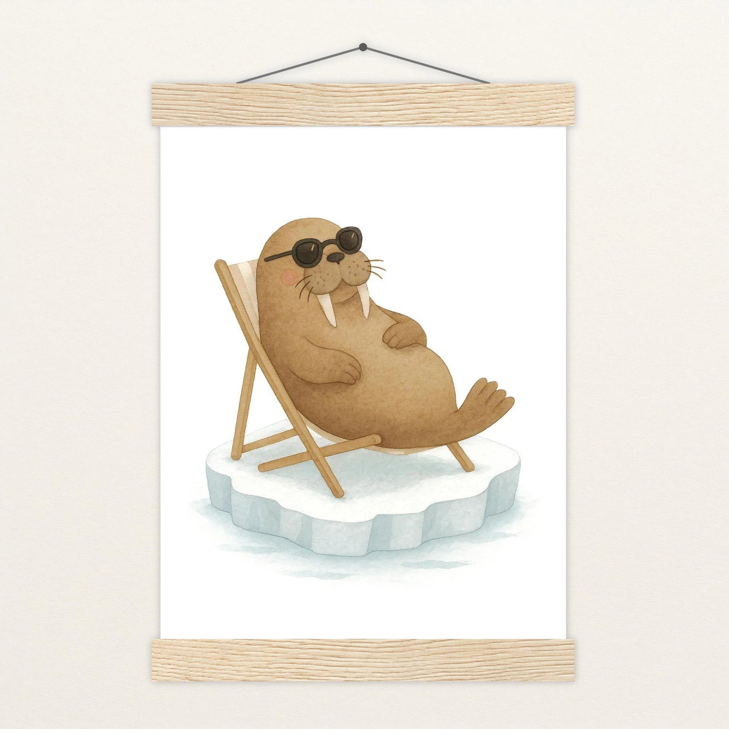 Wally das Walross - Motiv: "Liegestuhl" Poster mit Leisten von tinylearner