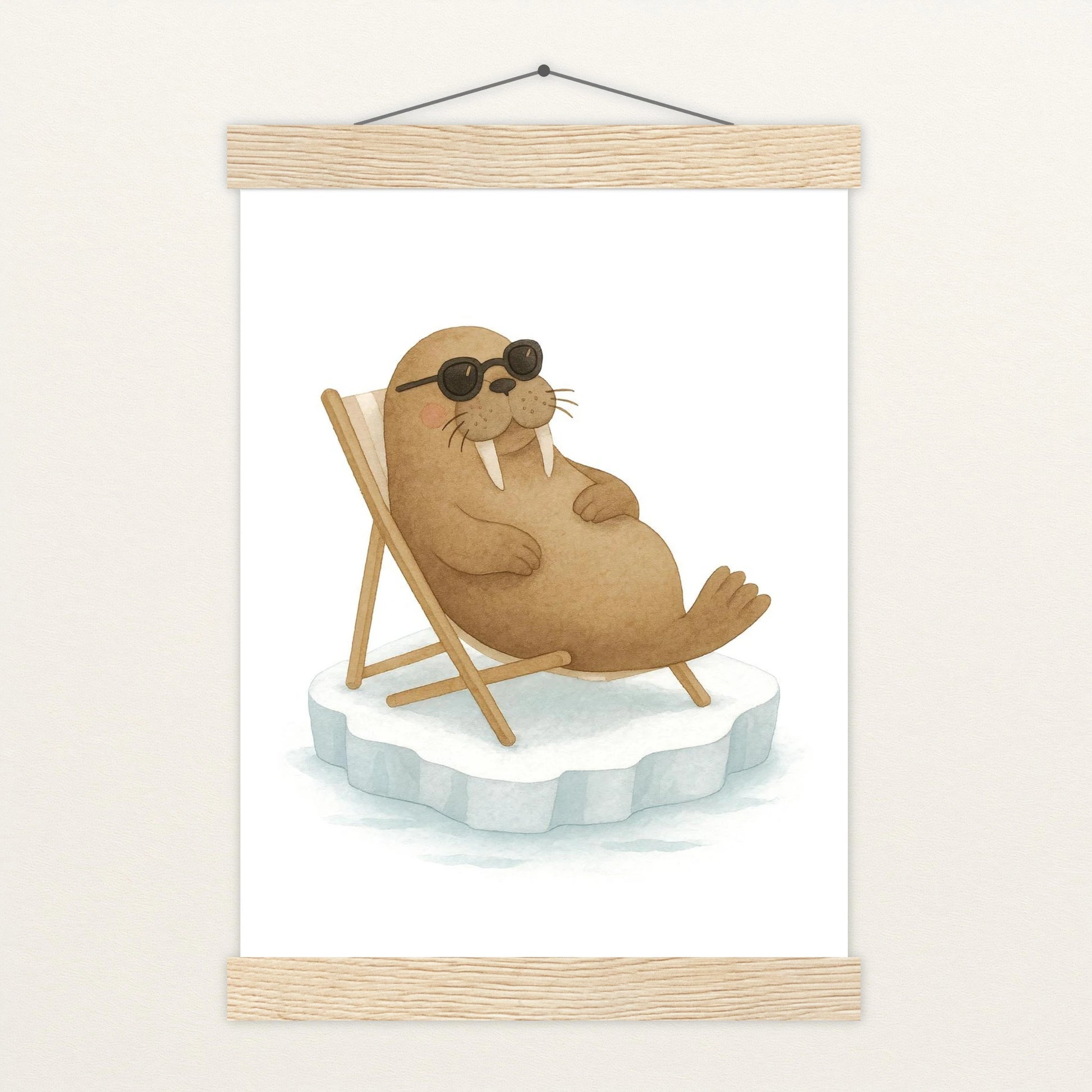Wally das Walross - Motiv: "Liegestuhl" Poster mit Leisten von tinylearner
