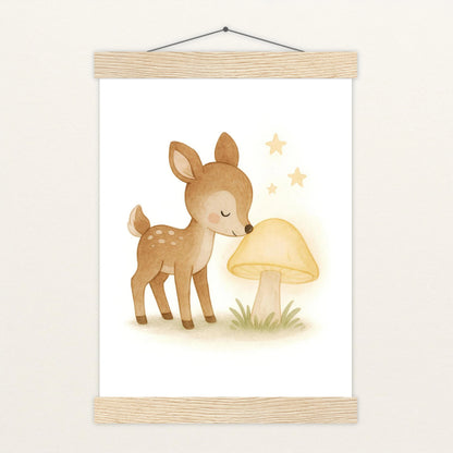 Ria das Reh - Motiv: "Leuchtpilz" Poster mit Leisten von tinylearner