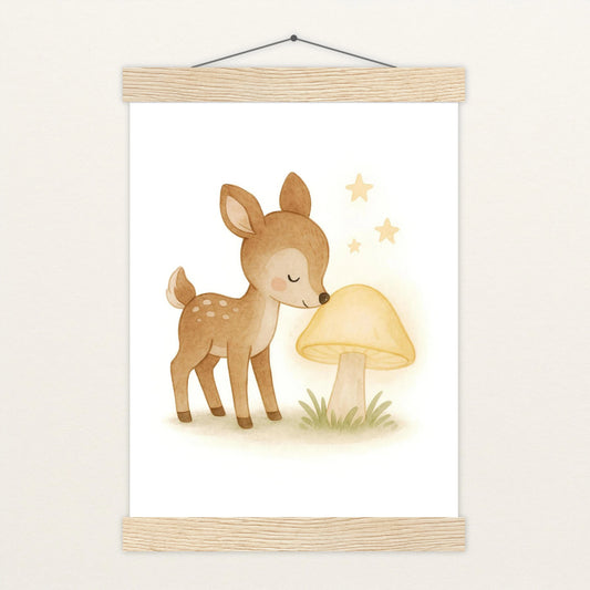 Ria das Reh - Motiv: "Leuchtpilz" Poster mit Leisten von tinylearner