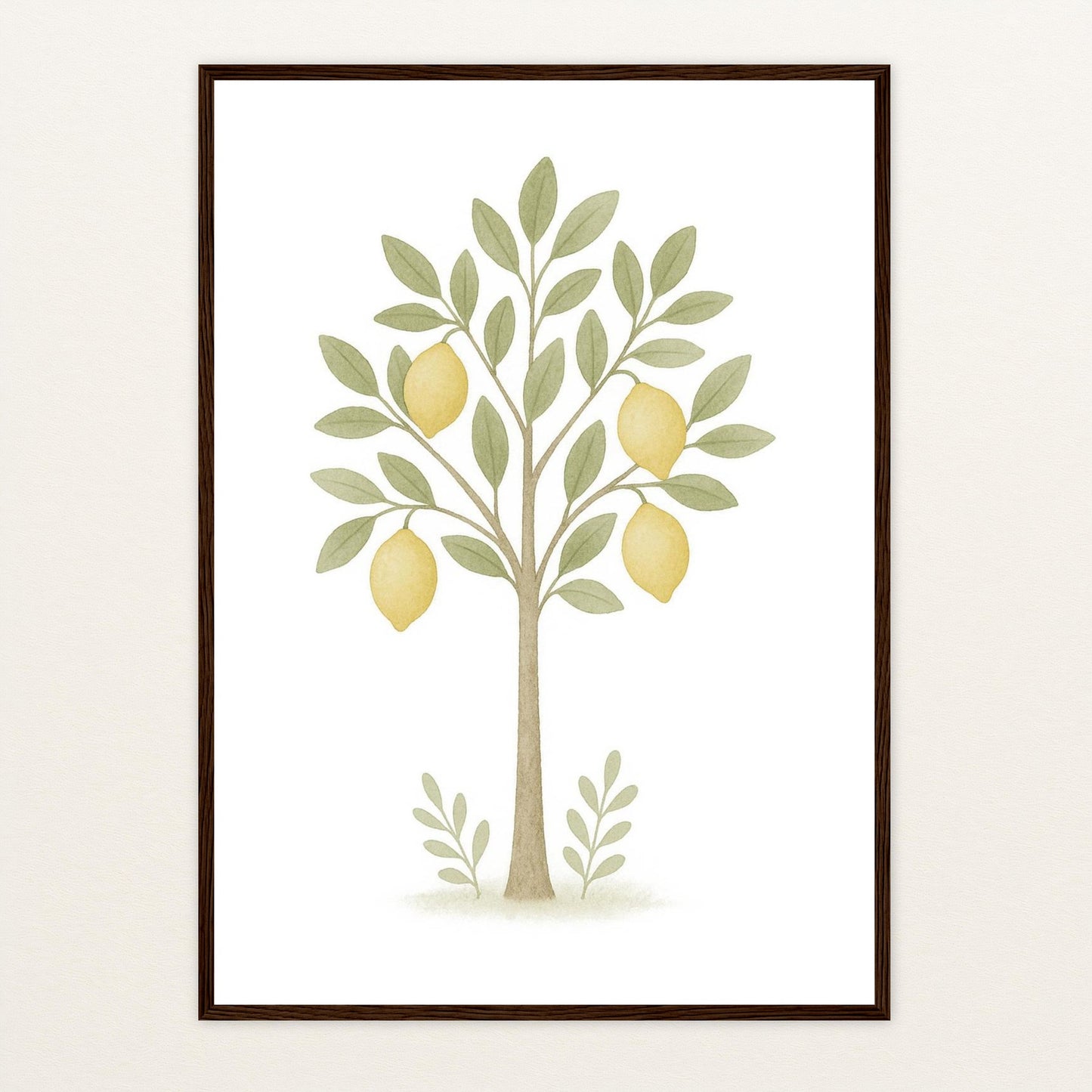 Zitronenbaum Poster mit Holzrahmen von tinylearner