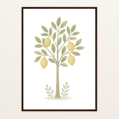 Zitronenbaum Poster mit Holzrahmen von tinylearner