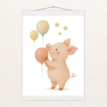 Susi das Schwein - Motiv: "Ballons" Poster mit Leisten von tinylearner