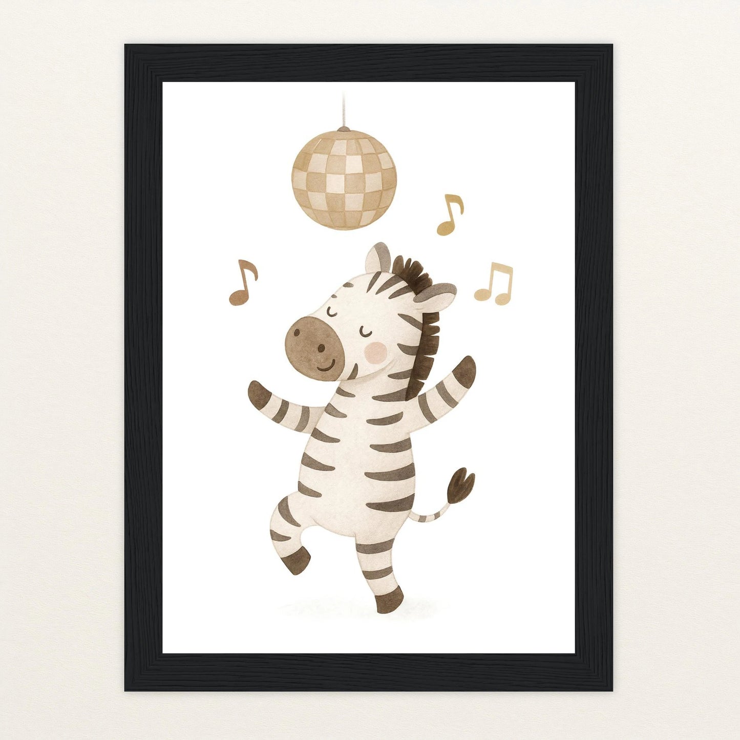 Zinni das Zebra - Motiv: "Tanzen" Poster mit Holzrahmen von tinylearner