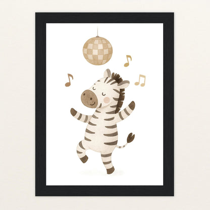 Zinni das Zebra - Motiv: "Tanzen" Poster mit Holzrahmen von tinylearner