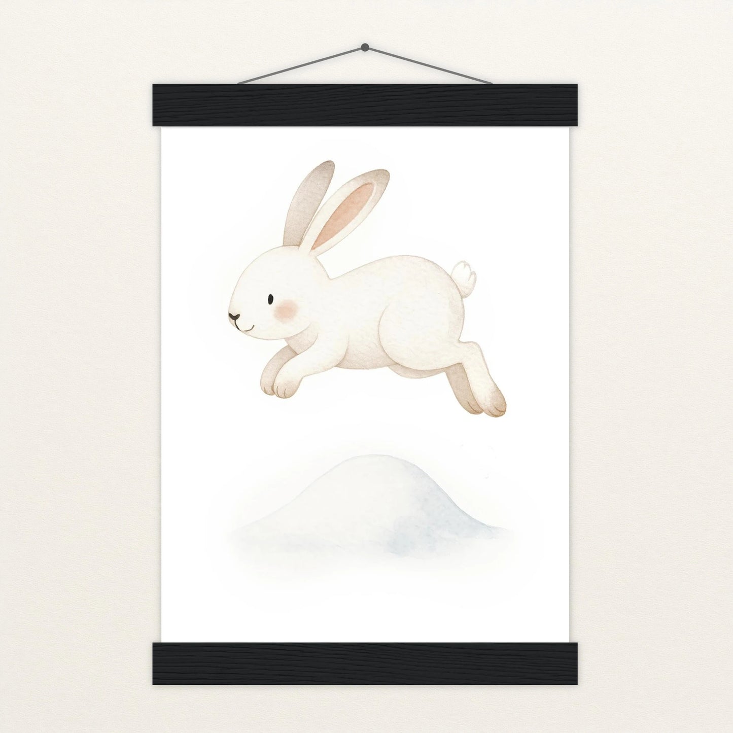 Sina der Schneehase - Motiv: "Schneehügel" Poster mit Leisten von tinylearner