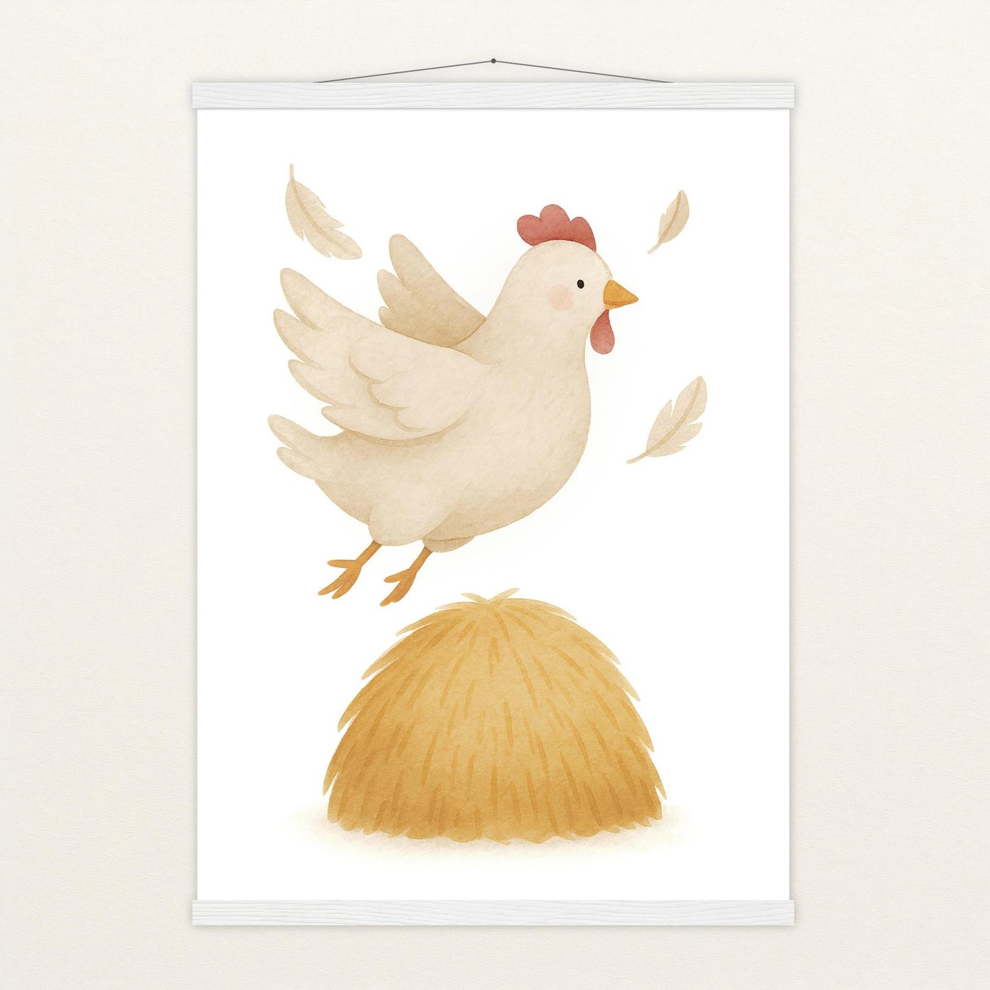 Hanni das Huhn - Motiv: "Heu" Poster mit Leisten von tinylearner