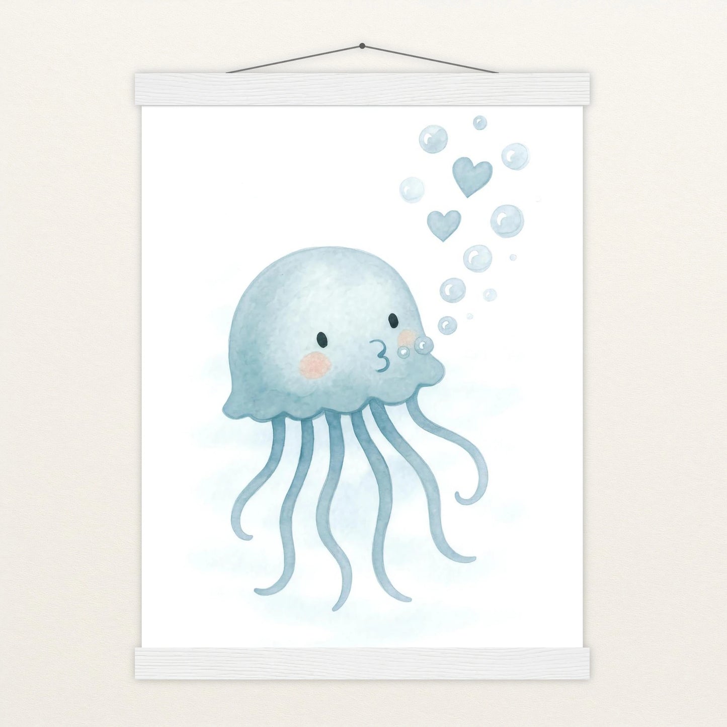 Quinn die Qualle - Motiv: "Luftblasen" Poster mit Leisten von tinylearner