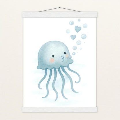 Quinn die Qualle - Motiv: "Luftblasen" Poster mit Leisten von tinylearner