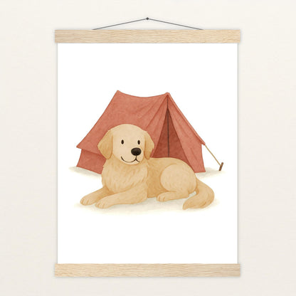 Hugo der Hund - Motiv: "Zelt" Poster mit Leisten von tinylearner