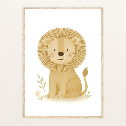 Leo der Löwe Poster mit Holzrahmen von tinylearner