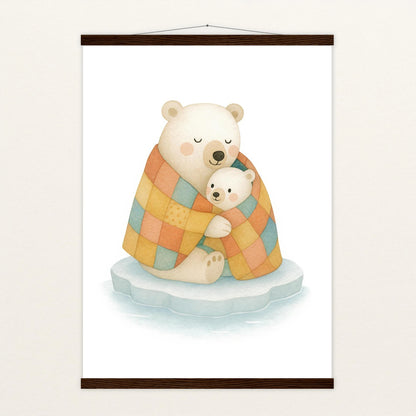 Pummel der Polarbär - Motiv: "Familie" Poster mit Leisten von tinylearner