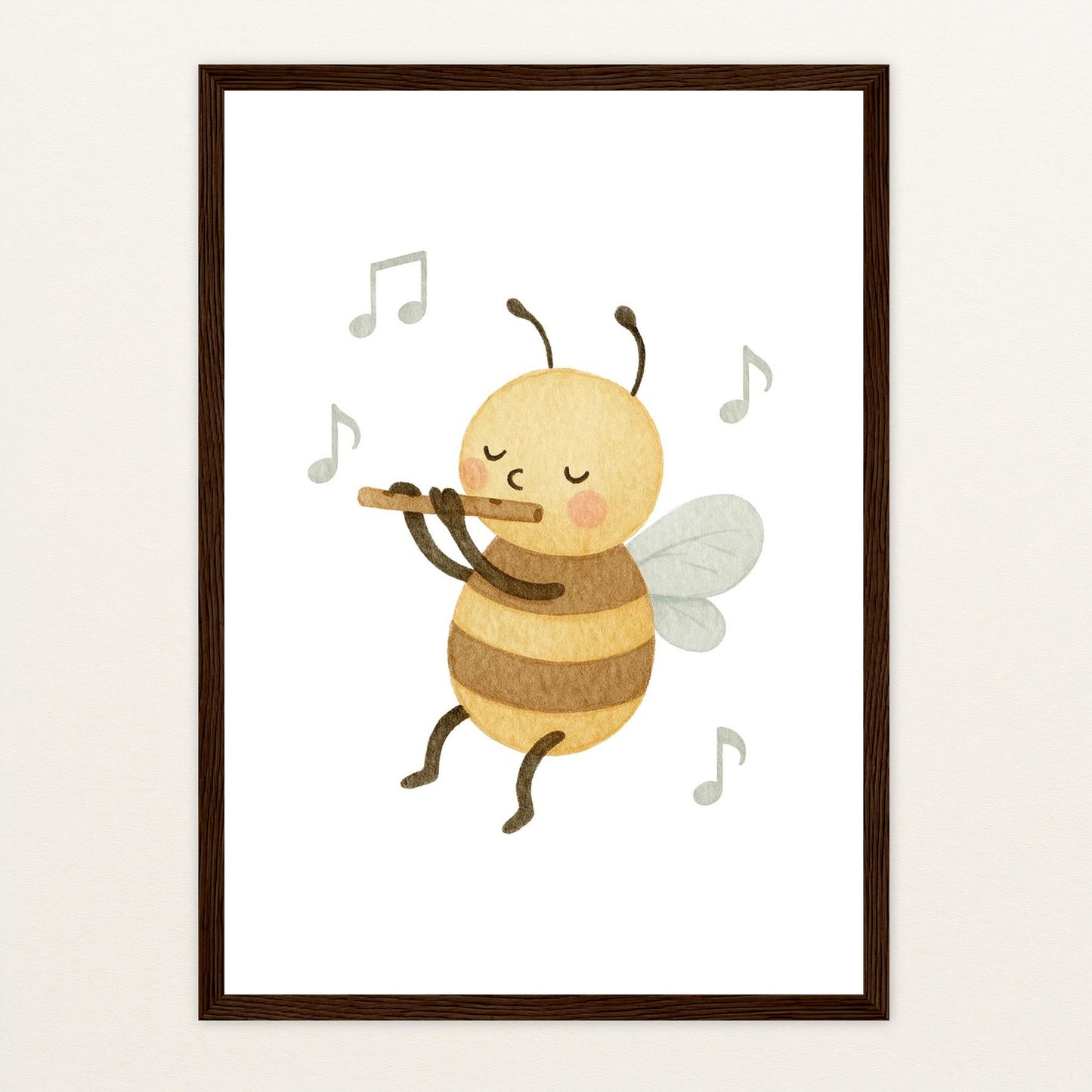 Bibi die Biene - Motiv: "Flöte" Poster mit Holzrahmen von tinylearner
