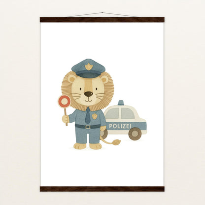 Leo der Löwe - Motiv: "Polizei" Poster mit Leisten von tinylearner