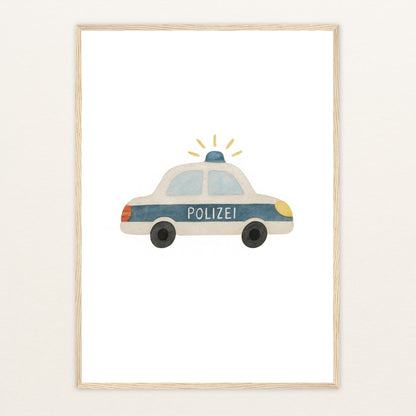 Polizei Poster mit Holzrahmen von tinylearner