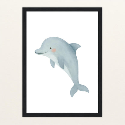 Dora der Delfin Poster mit Holzrahmen von tinylearner