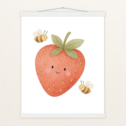 Obst: Erdbeere Poster mit Leisten von tinylearner