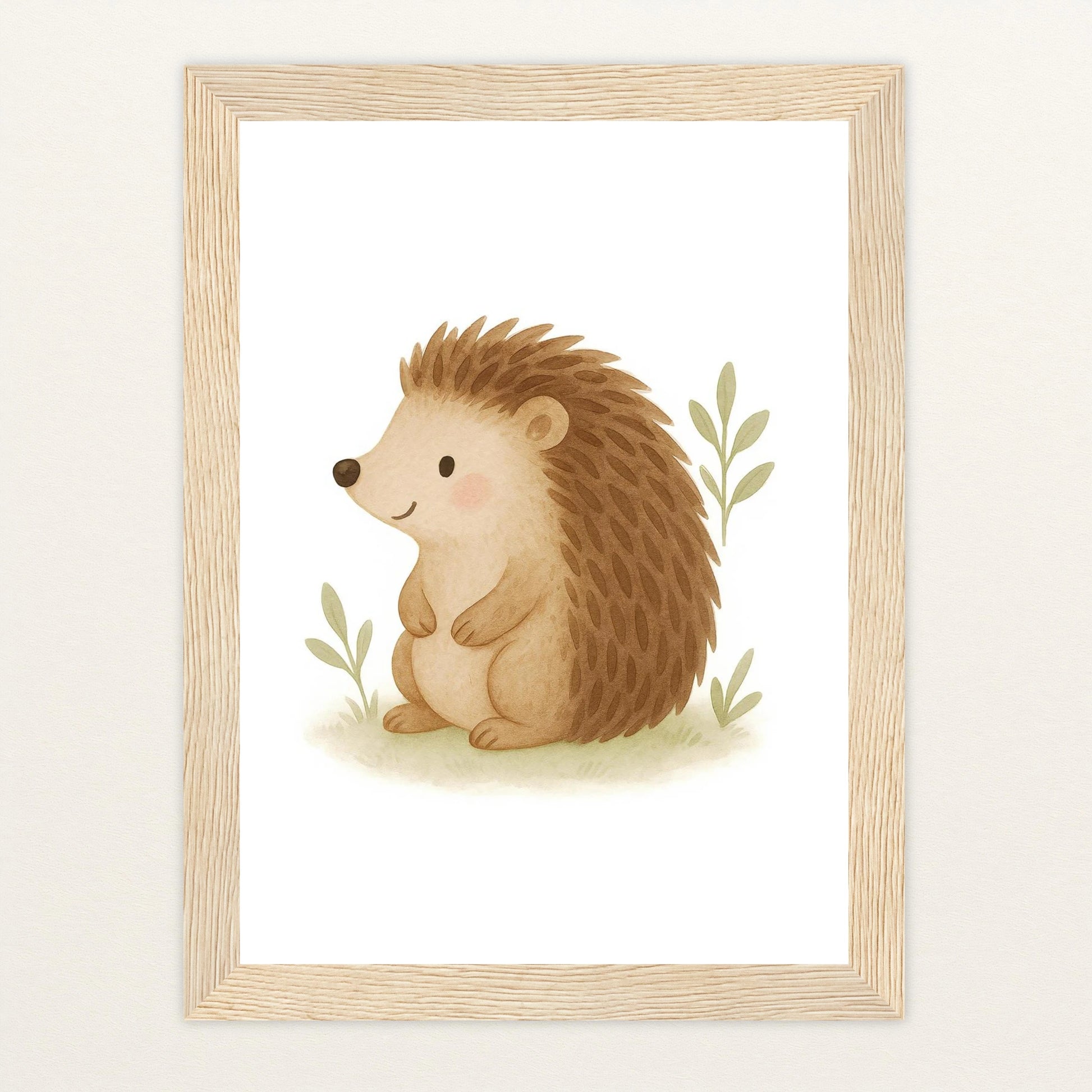 Iggi der Igel Poster mit Holzrahmen von tinylearner