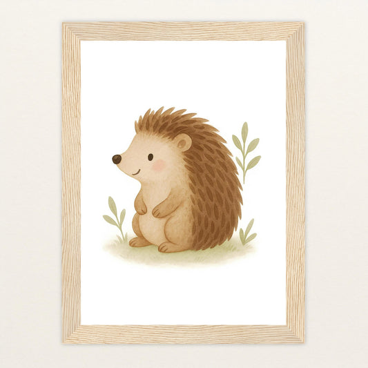 Iggi der Igel Poster mit Holzrahmen von tinylearner