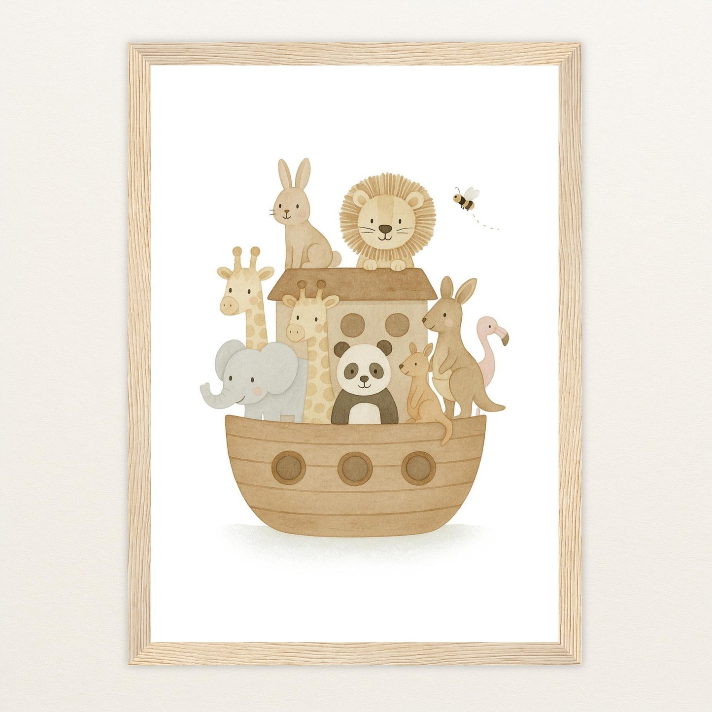 Tierfreunde - Motiv: "Arche Noah" Poster mit Holzrahmen von tinylearner