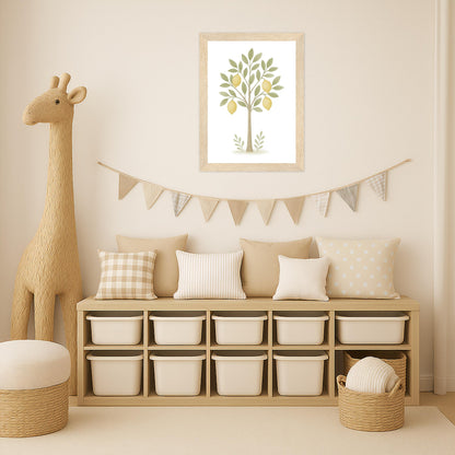 Zitronenbaum Poster mit Holzrahmen von tinylearner