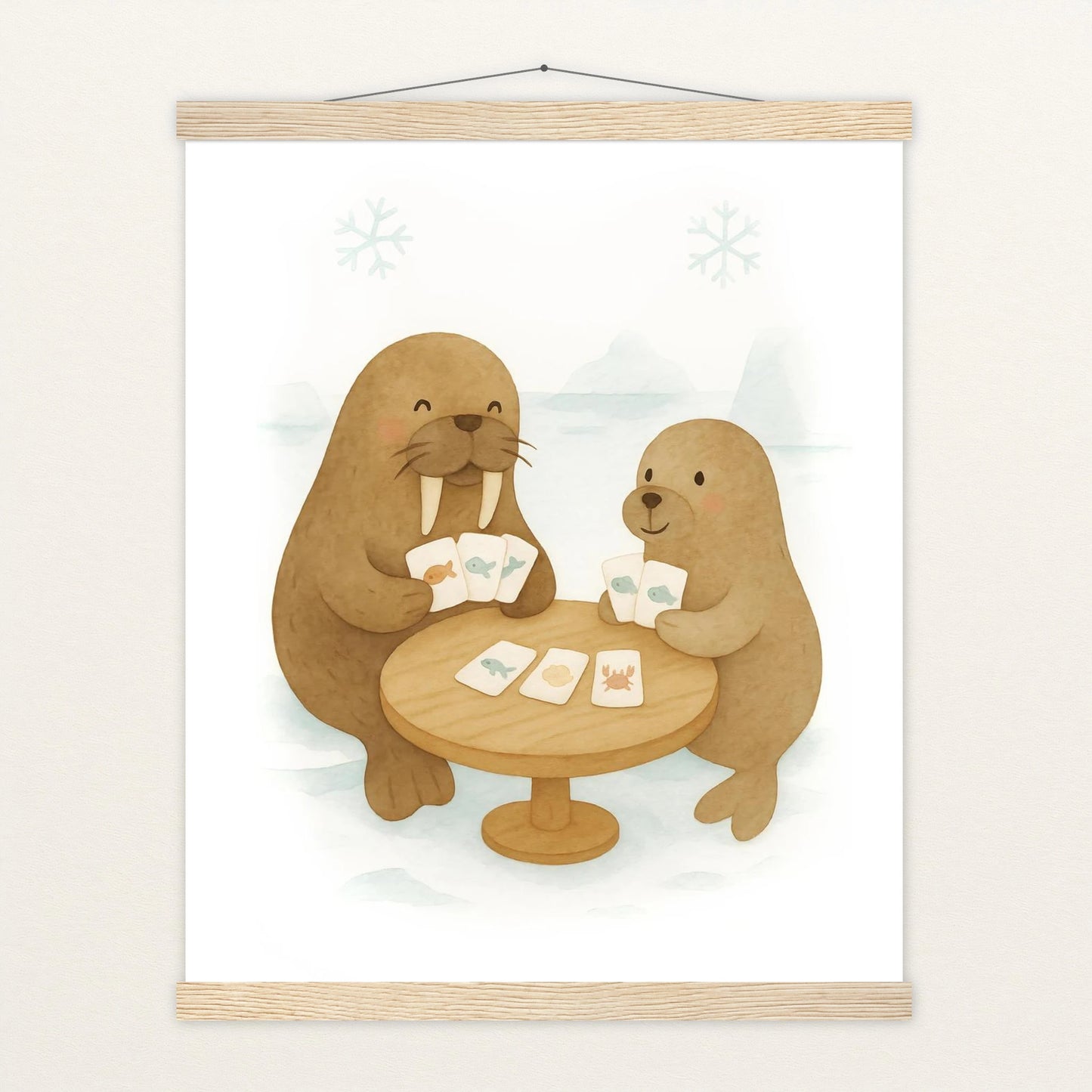 Wally das Walross - Motiv: "Kartenspiel" Poster mit Leisten von tinylearner