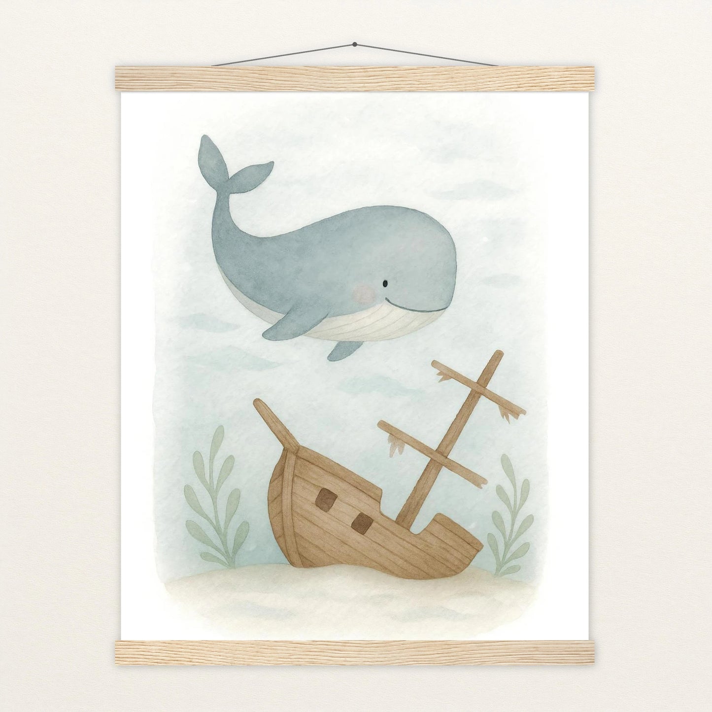 Willi der Wal - Motiv: "Schiffswrack" Poster mit Leisten von tinylearner