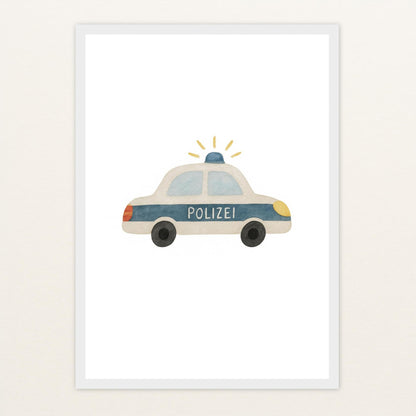 Polizei Poster mit Holzrahmen von tinylearner