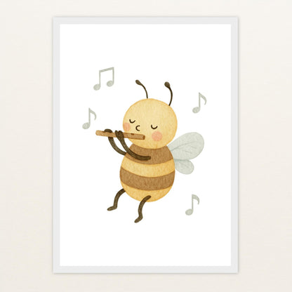 Bibi die Biene - Motiv: "Flöte" Poster mit Holzrahmen von tinylearner