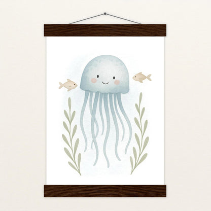 Quinn die Qualle Poster mit Leisten von tinylearner