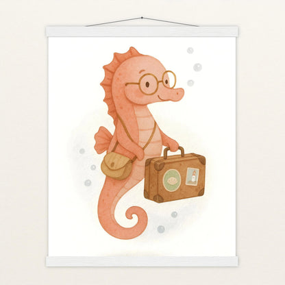 Suri das Seepferdchen - Motiv: "Reisen" Poster mit Leisten von tinylearner