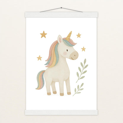 Luni das Einhorn Poster mit Leisten von tinylearner