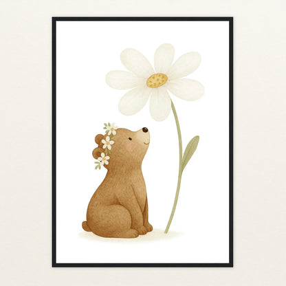 Balu der Bär - Motiv: "Gänseblümchen" Poster mit Holzrahmen von tinylearner