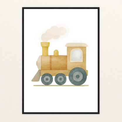 Lokomotive Poster mit Holzrahmen von tinylearner